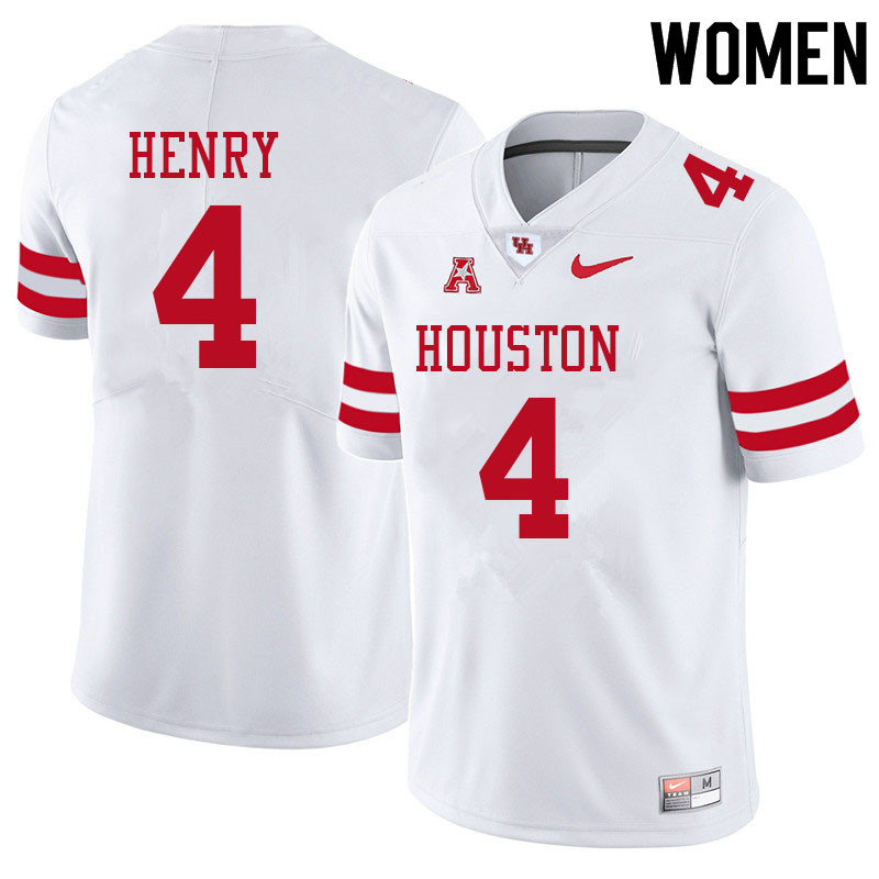 Women #4 Ta'Zhawn Henry Houston Cougars College Football Jerseys Sale-White